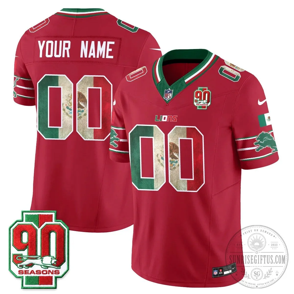 Custom Black Football Jersey for Detroit Lions - Mexico Edition 10 Custom Black Football Jersey for Detroit Lions - Mexico Edition