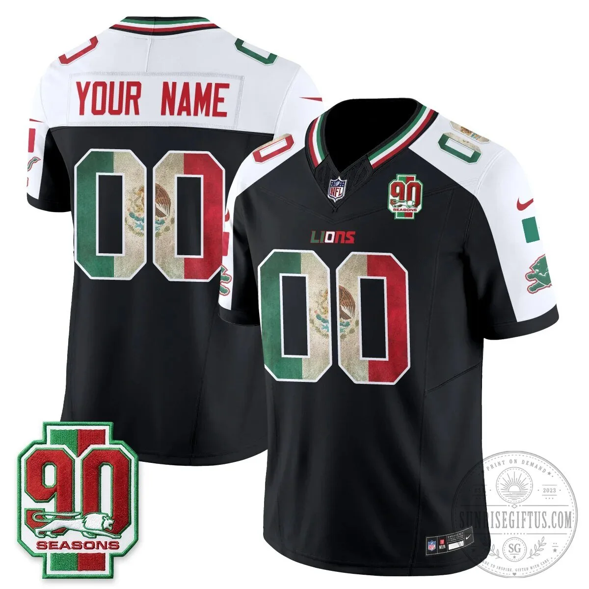Custom Black Football Jersey for Detroit Lions - Mexico Edition 11 Custom Black Football Jersey for Detroit Lions - Mexico Edition