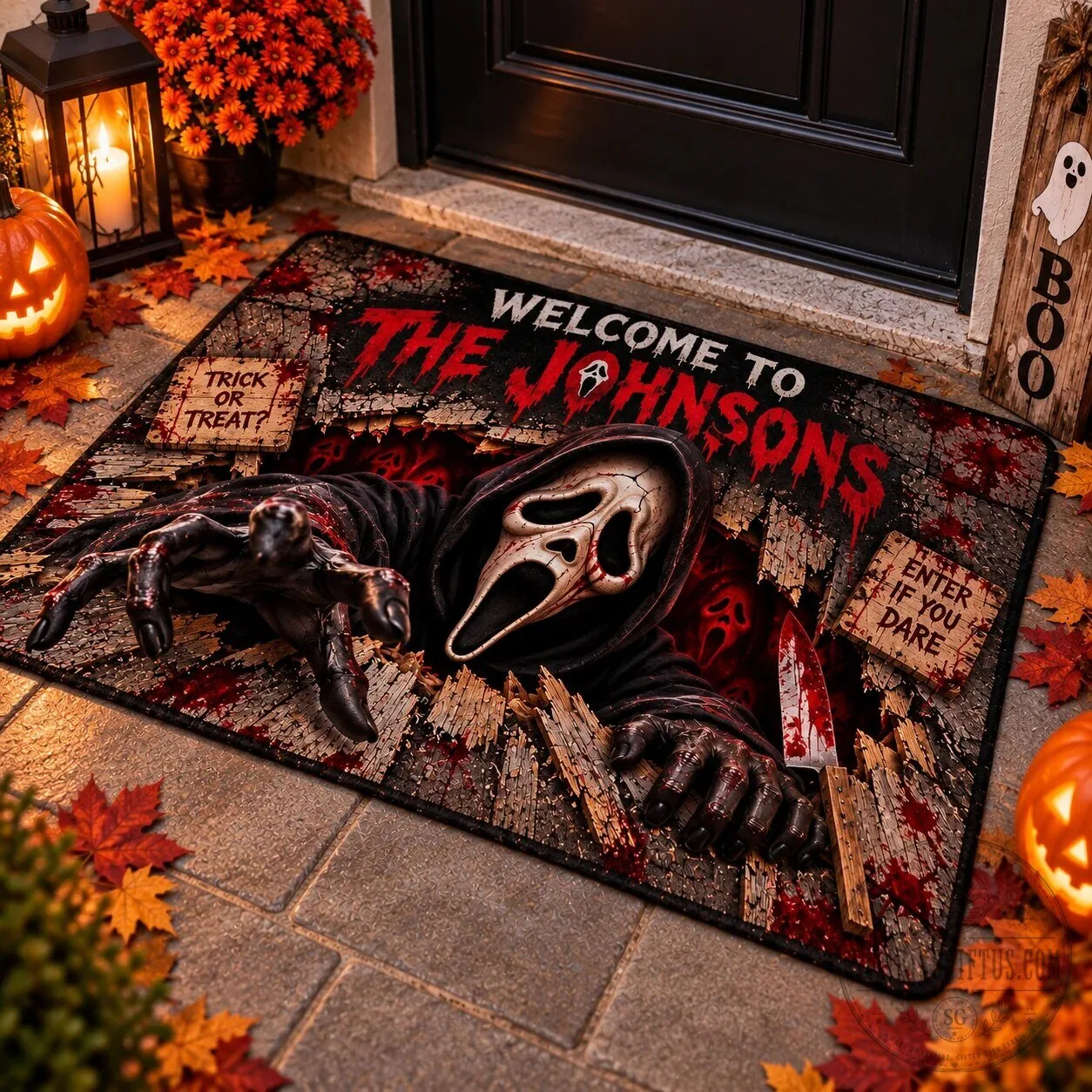 Halloween Scream Ghostface Welcome Custom Family Name Doormat 7 Halloween Scream Ghostface Welcome Custom Family Name Doormat