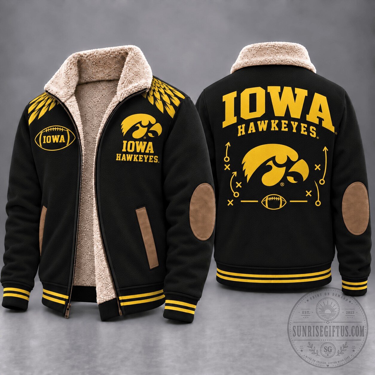 Iowa Hawkeyes Football Team Sherpa Fleece Jacket