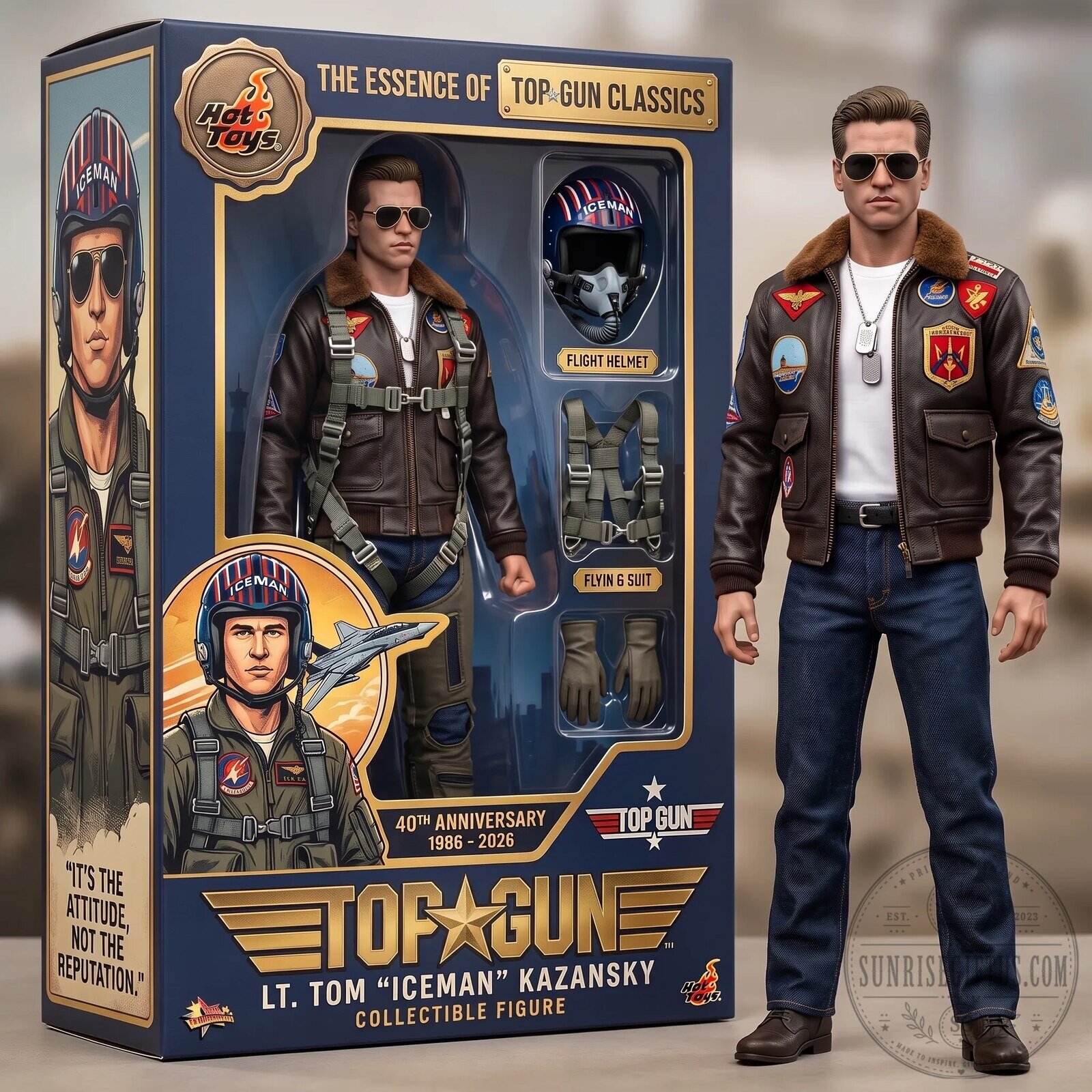 Top Gun Iceman Tom Kazansky Collectible Action Figure with Flight Helmet